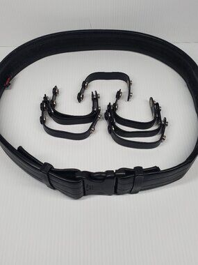 Uncle Mike's Mirage Duty Belt Leather 2" Medium Ultra Plain Black Hook and Loop